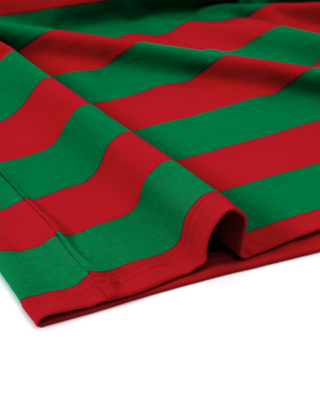 Funny World Red and Green Striped Shirt Long Sleeve Mens Christmas T-Shirts, Large