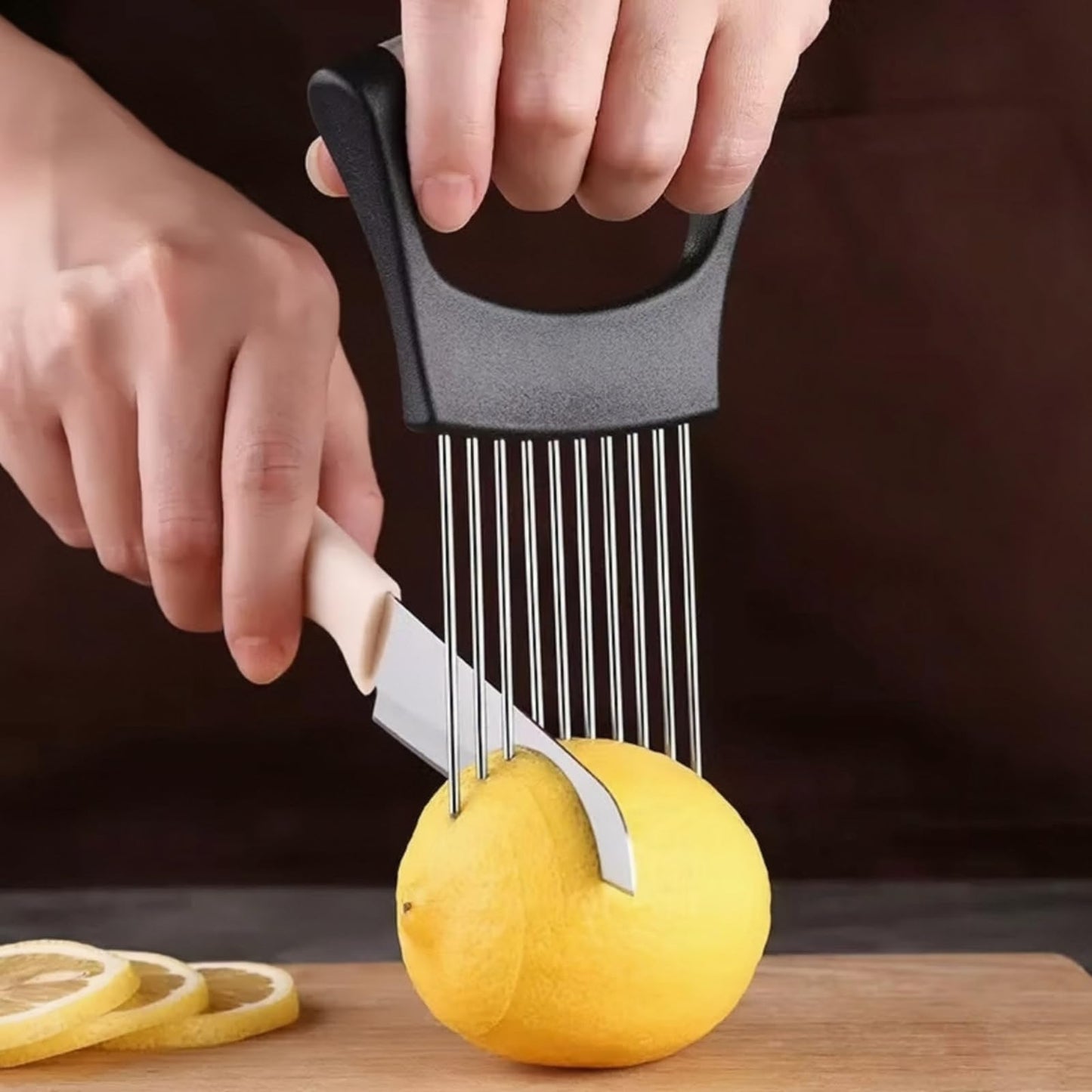 304 Stainless Steel Needle, Manual Fruit and Onion Cutter Tool with Handle, Vegetable Cutter for Potato, Tomato, Avocados, Eggs, Fruit Lemon and Meat, Lemon Slicer, Kitchen Gadgets(1 PCS)
