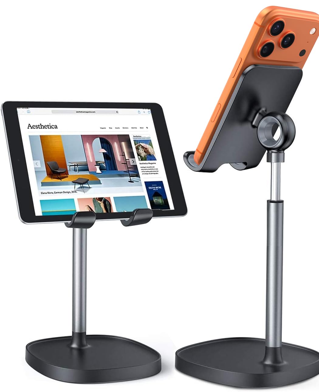 LISEN Cell Phone Stand Adjust for iPhone Phone Holder for Desk Recording, Gifts Women Office Desk Accessories PC Gaming Essentials Kitchen Gadgets Fit OtterBox Case Switch iPad Air Tablet 4-10 in