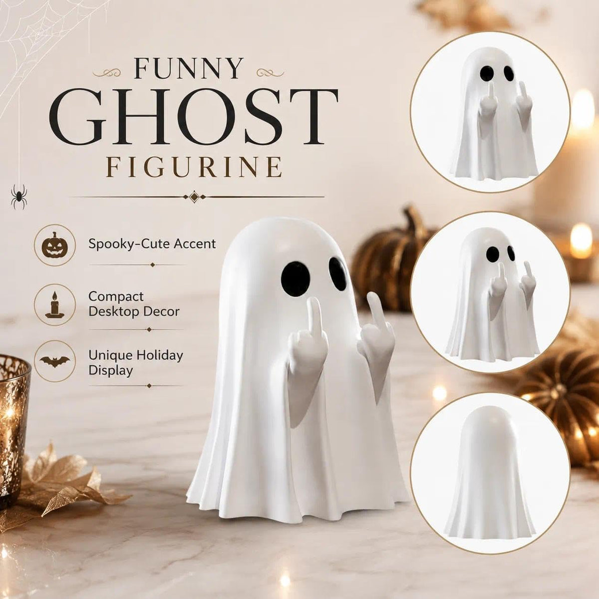 Halloween Ghost Figurine Ghost Decor Funny Ghost Statue Cute Ghost Figurine Ghost Statue Halloween Decoration for Gift Props Tabletop Home Decor New Year's Gifts