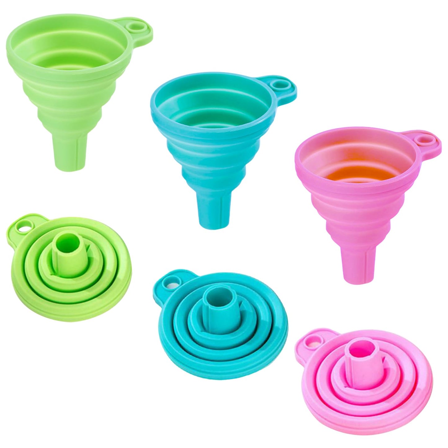 3 Pack Foldable Silicone Funnels with 3 Colors