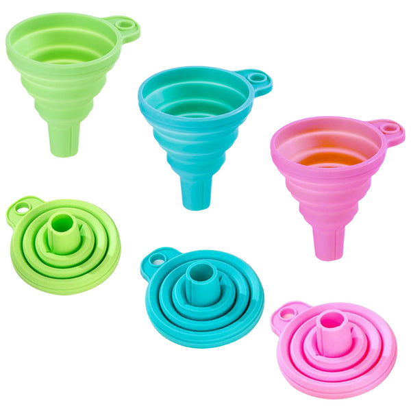3 Pack Foldable Silicone Funnels with 3 Colors