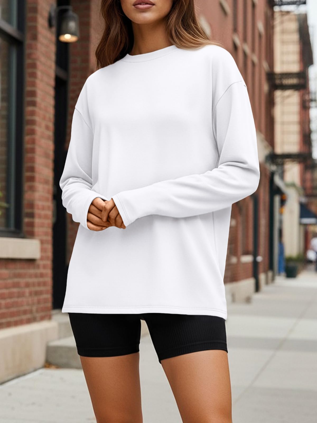 Trendy Queen Womens Oversized Long Sleeve Shirts Fall Tops 2026 Basic Tees