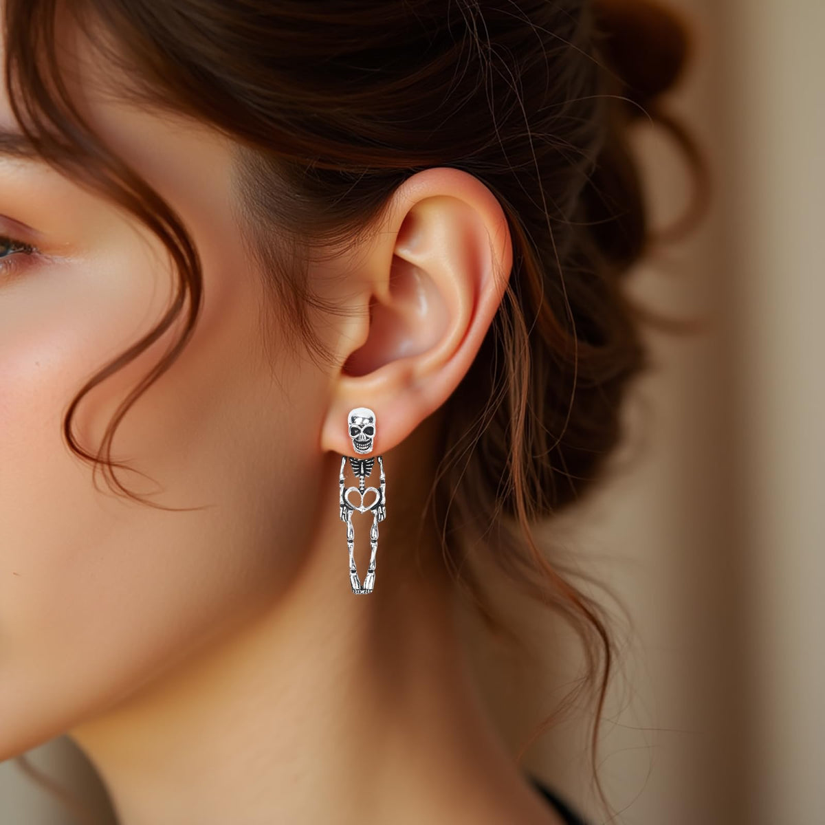 Halloween Earrings Skeleton Skull Dangle BOO Ghost Witch Tassel Terror Knife Earrings (Skull)