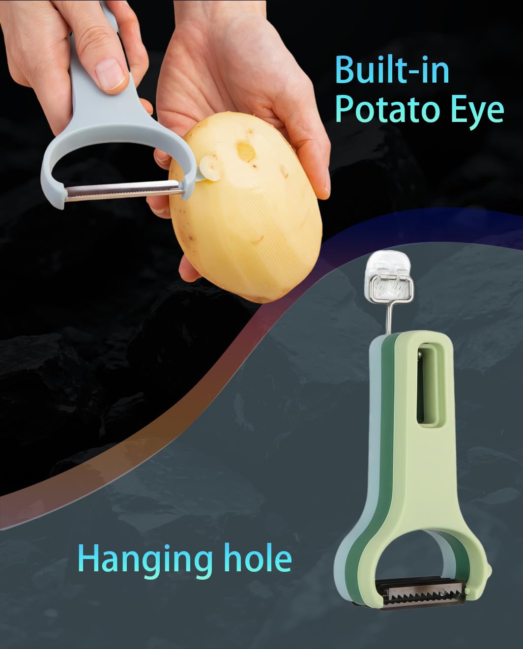 HEYCROWN Vegetable Peeler Set 3-Piece Kitchen Peelers for Potato, Veggie, Fruit