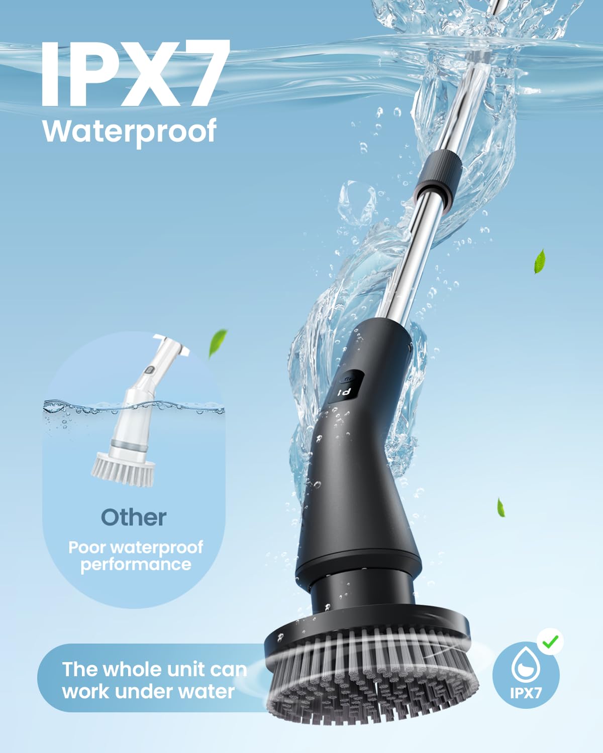 Topmako Electric Spin Scrubber, 2025 New Cordless Cleaning Brush for Home, IPX7 Waterproof Spin Scrubber with 7 Brush Heads, Adjustable Long Handle and 2 Rotating Speeds for Bathroom Tub Floor