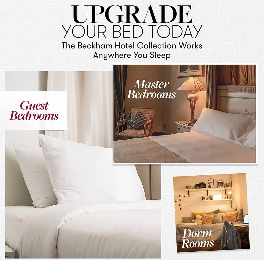 Beckham Hotel Collection Bed Pillows Standard/Queen Size Set of 2 - Original Soft Down Alternative Pillow for Sleeping - Soft Support for Back, Stomach or Side Sleepers