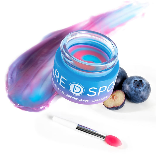 SPODARE Blueberry Lip Mask Overnight, Dual-Color Lip Sleeping Mask for Reduce Fine Lines, Nourish and Hydrating Dry Cracked Skin with Vitamin C and Shea Butter, Stocking Stuffer
