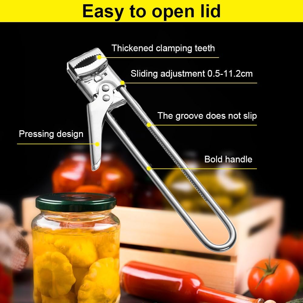 Jar Opener for Weak Hands, 2026 New Adjustable Stainless Steel Jar Opener, Upgrade Multifunctional Stainless Steel Can Opener, Jar Lid Gripper Bottle Opener Kitchen Accessories (1)