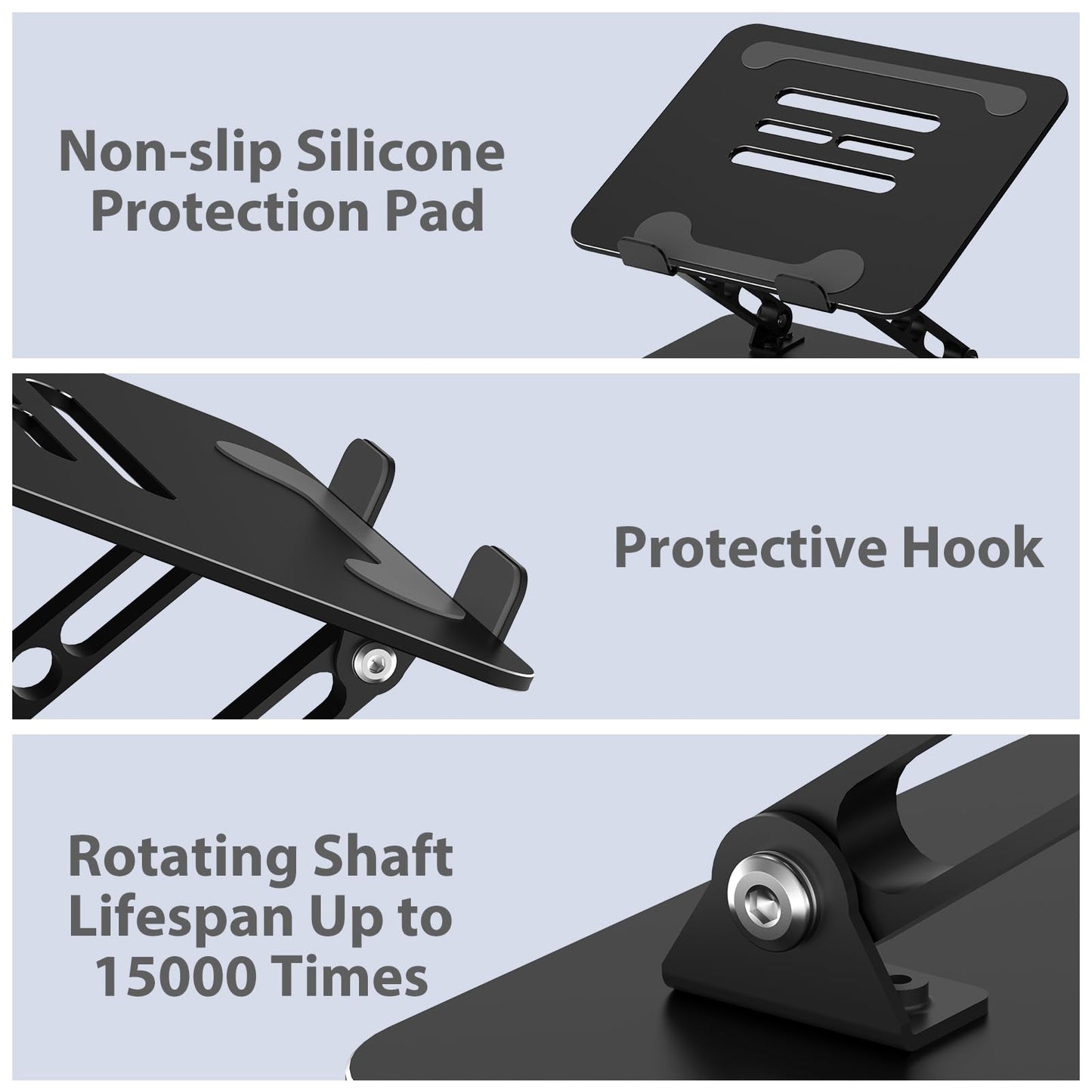 Gogoonike Adjustable Laptop Stand for Desk, Metal Foldable Laptop Riser Holder, Portable Desktop Book Stands, Ventilated Cooling Computer Notebook Stand Compatible with 10-15.6” Laptops