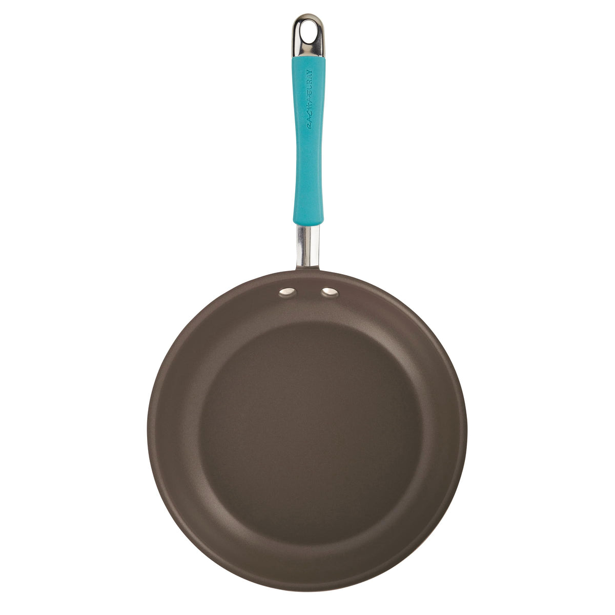 Rachael Ray Cucina Dishwasher-Safe Hard-Anodized Pots and Pans Set Non Stick Cookware, 12 Piece, Gray with Agave Blue Handles