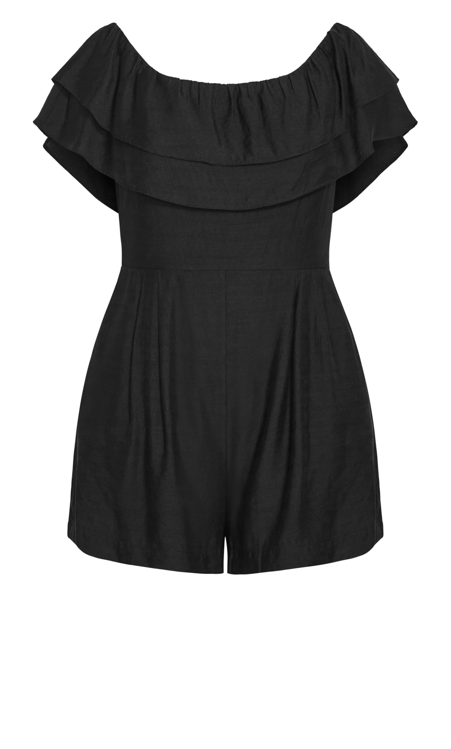 City Chic Women's Plus Size Playsuit-Poppy Off Shoulder, Black, 14