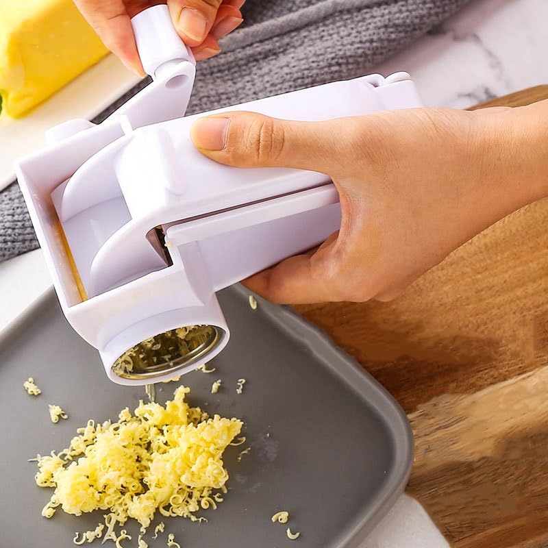 Generic Olive Garden Rotary Cheese Grater with 2 Stainless Steel Drums for Hard Cheese, Parmesan，Nuts, Chocolate White