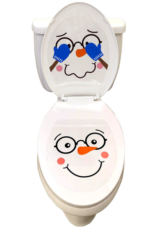 Iconikal 2-Piece Toilet Seat Cling Christmas Decoration Set, Funny Snowman