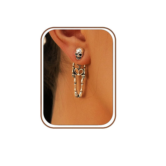 Halloween Earrings Skeleton Skull Dangle BOO Ghost Witch Tassel Terror Knife Earrings (Skull)