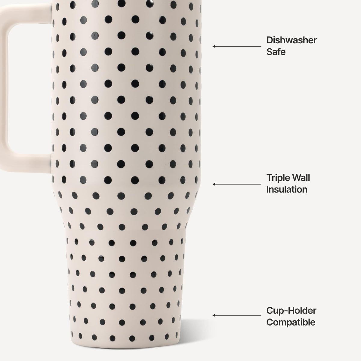 HydroJug Polka Dot Traveler 40oz, Insulated Tumbler, French Vanilla