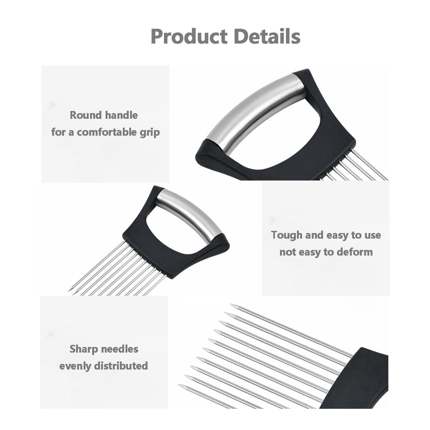304 Stainless Steel Needle, Manual Fruit and Onion Cutter Tool with Handle, Vegetable Cutter for Potato, Tomato, Avocados, Eggs, Fruit Lemon and Meat, Lemon Slicer, Kitchen Gadgets(1 PCS)
