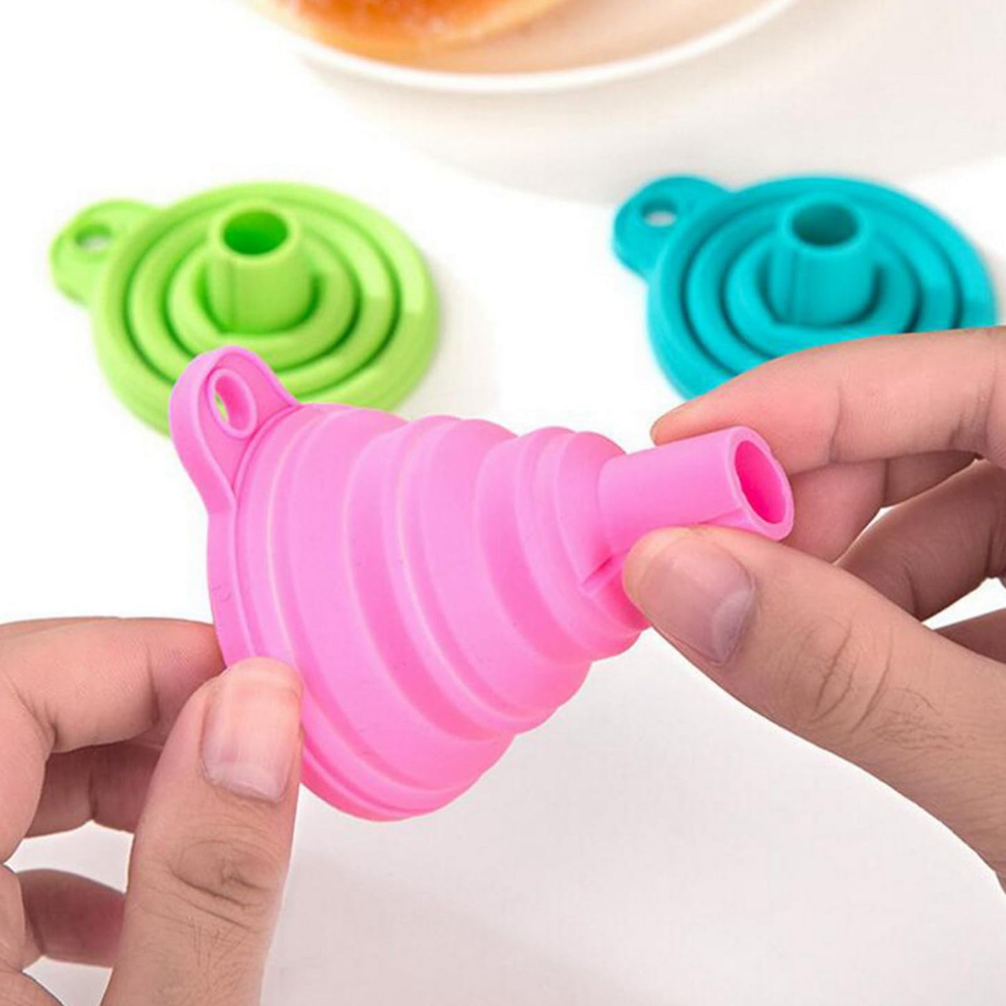 3 Pack Foldable Silicone Funnels with 3 Colors