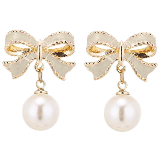 clearance+sales today deals prime Bow Earrings for Women Pearl Drop Dangle Bowknot Earrings Trendy Daily Jewelry Accessory Valentines Day Gifts for Her ofertas del dia de hoy relampago