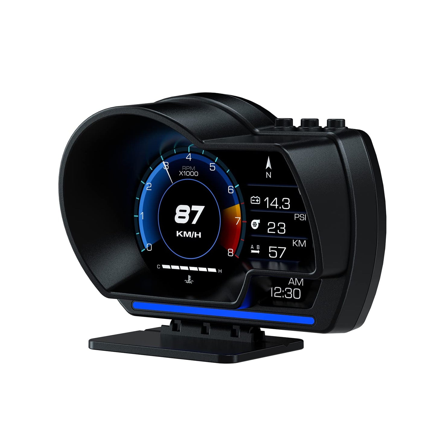 wiiyii obd2 Gauge Display Heads up Display for Cars Car HUD Head Up Display P6, OBD+GPS Smart Gauge, obd2 Speedometer with Speed,RMP,Water Temperature,Overspeed Alarm,Works Great for Most Cars