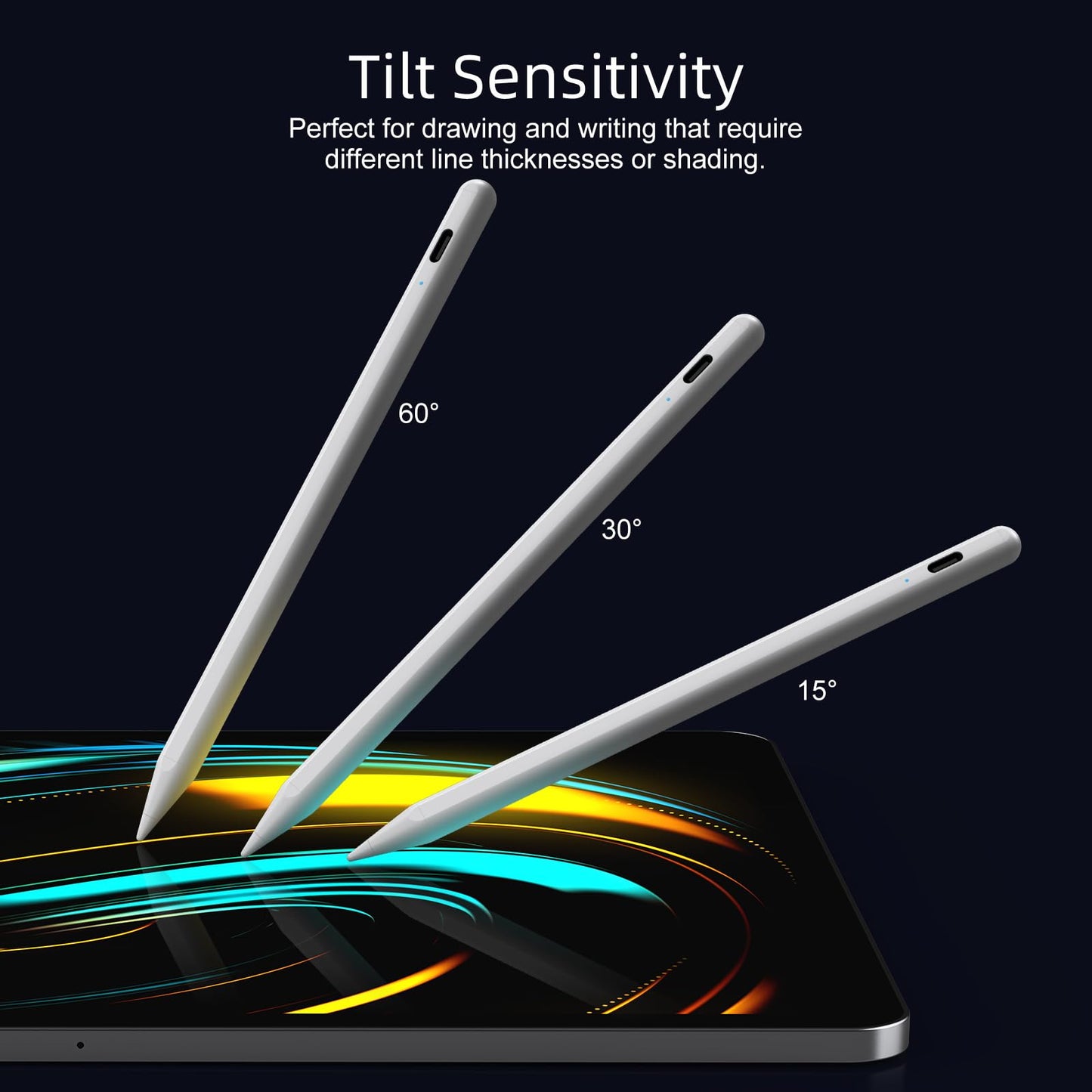 Jamjake Stylus Pen for iPad 6-11th Gen 2X Fast Charge, Palm Rejection-White