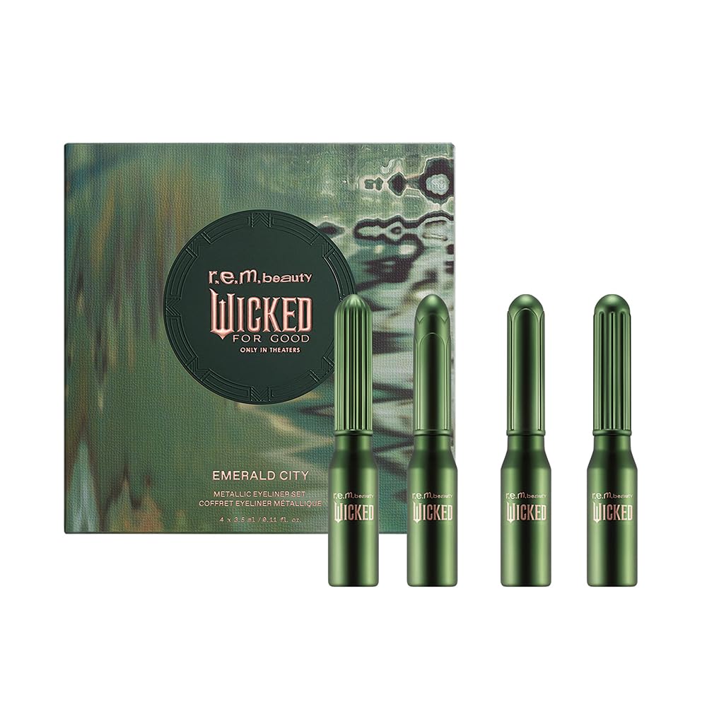 r.e.m. beauty by Ariana Grande Wicked: For Good | Emerald City Metallic Eyeliner Set | Long-Wearing, Smudge-Resistant Formula | 4 Shades