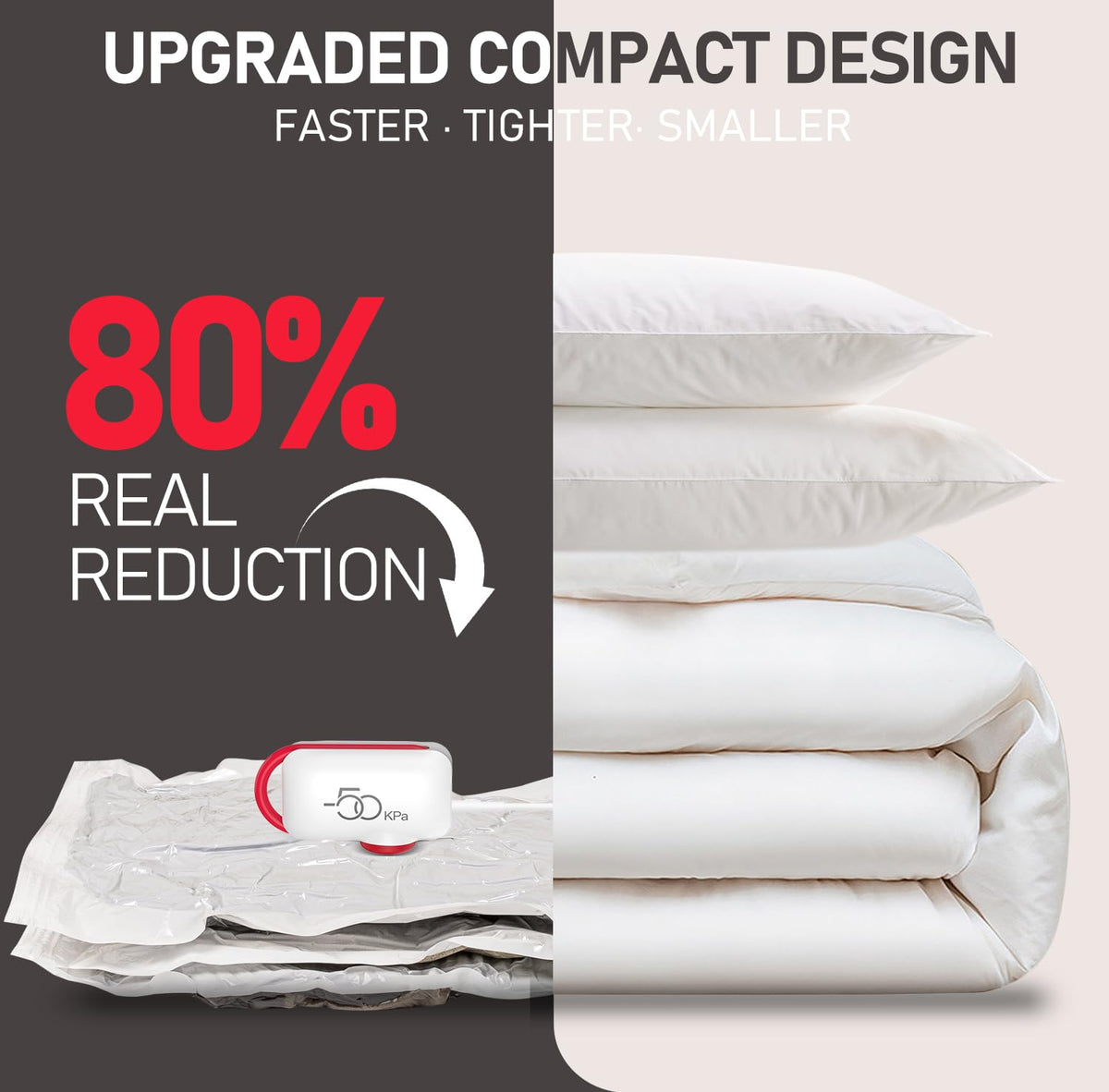 12 Pack Travel Vacuum Storage Bags with High Pressure Electric Pump