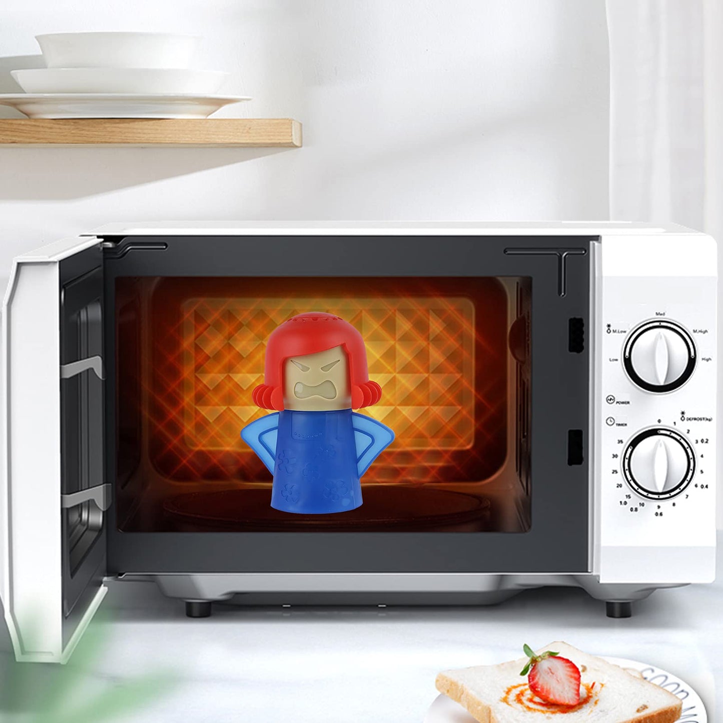 Wonnisx Angry Mama Microwave Oven Cleaner - Mom Steam Cleaner, Just Add Vinegar and Water, High Temperature Steamer Cleaning Equipment Easily Cleans the Crud in Minutes,