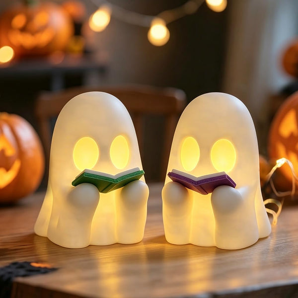 DAZONGE 2Pack 3D Printed LED Reading Ghost Halloween Decorations Indoor