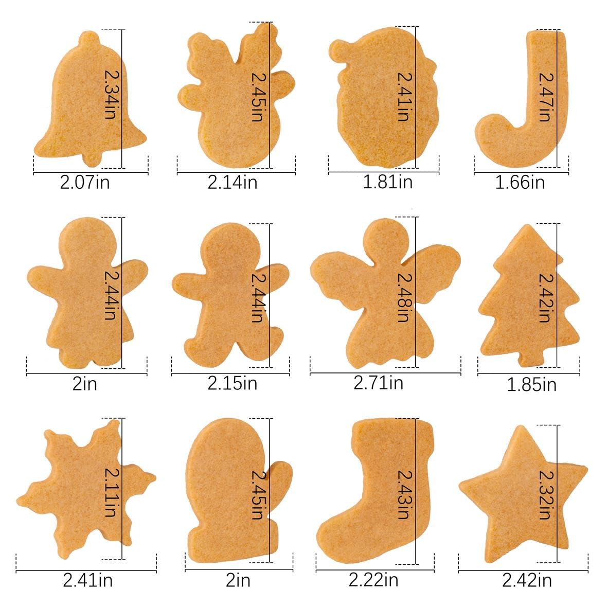 Christmas Cookie Cutters Set, 12 Pieces Stainless Steel Metal Christmas Cookie Cutters Shapes - Gingerbread Men,Christmas Tree,Snowflake, Candy Cane, Santa Face, Star and More