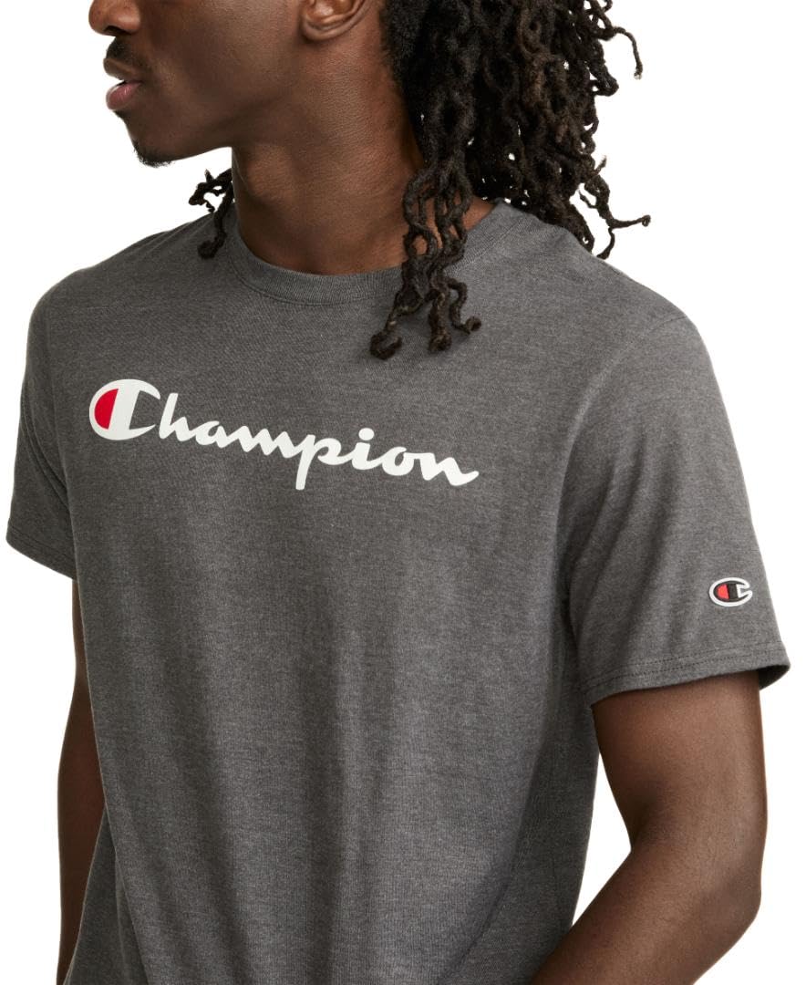 Champion mens Classic T-shirt, Script Logo T Shirt, Granite Heather-y07718, Medium US