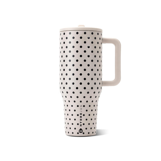 HydroJug Polka Dot Traveler 40oz, Insulated Tumbler, French Vanilla