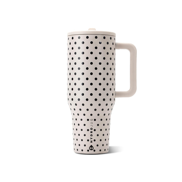 HydroJug Polka Dot Traveler 40oz, Insulated Tumbler, French Vanilla