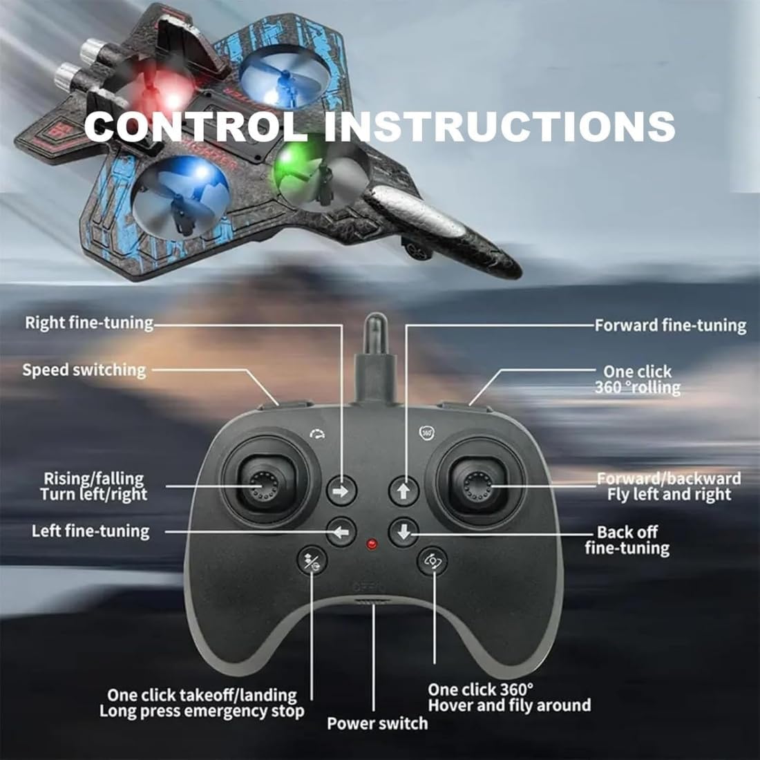 Naxsuia 2026 Upgraded RC Stunt Fighter Jet Toy for Kids with 360° Flips & LED Lights, RC Plane Foam Remote Control Airplane for Kid Boy Adult, Altitude Hold Speed Adjust, RC Airplane Fighter Jet Toy