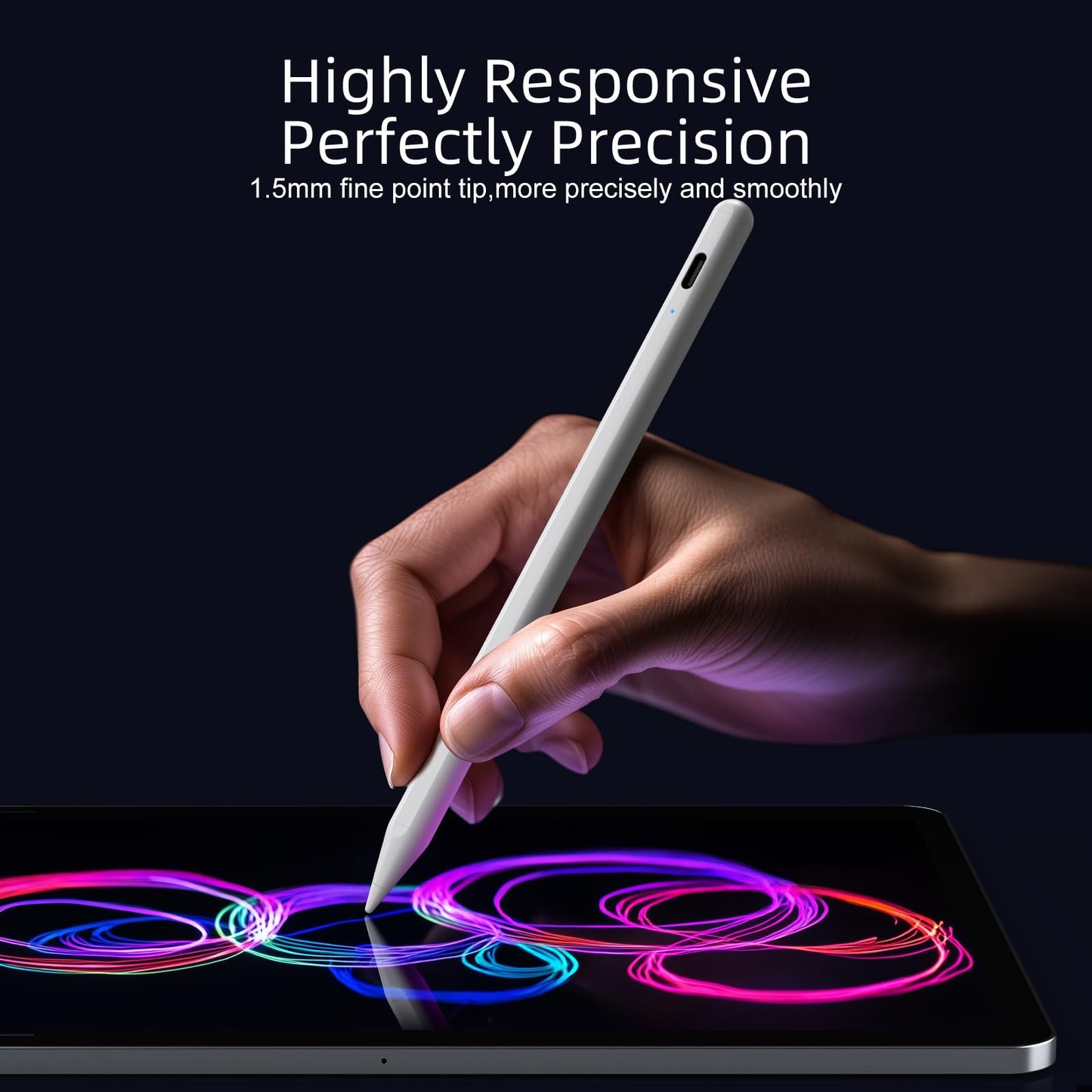 Jamjake Stylus Pen for iPad 6-11th Gen 2X Fast Charge, Palm Rejection-White