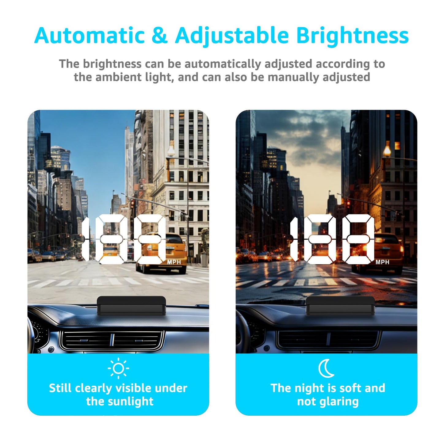 Heads up Display for Cars,Car HUD,Head up Display for Car,Digital GPS HUD Speedometer,USB Cable Plug and Play,Automatic Brightness Adjustment,Large Font Display (K1-White)