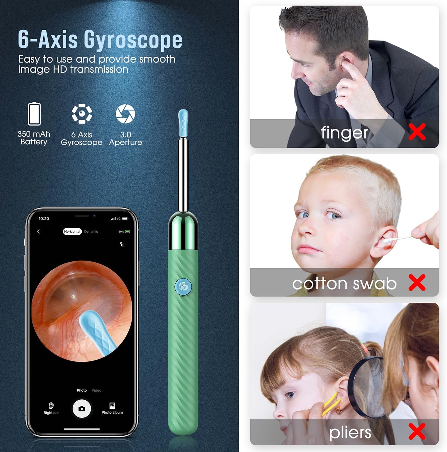 LEIPUT Earwax Remover Tool with 8 Pcs Ear Set - Ear Canal Cleaner with 1080P Camera