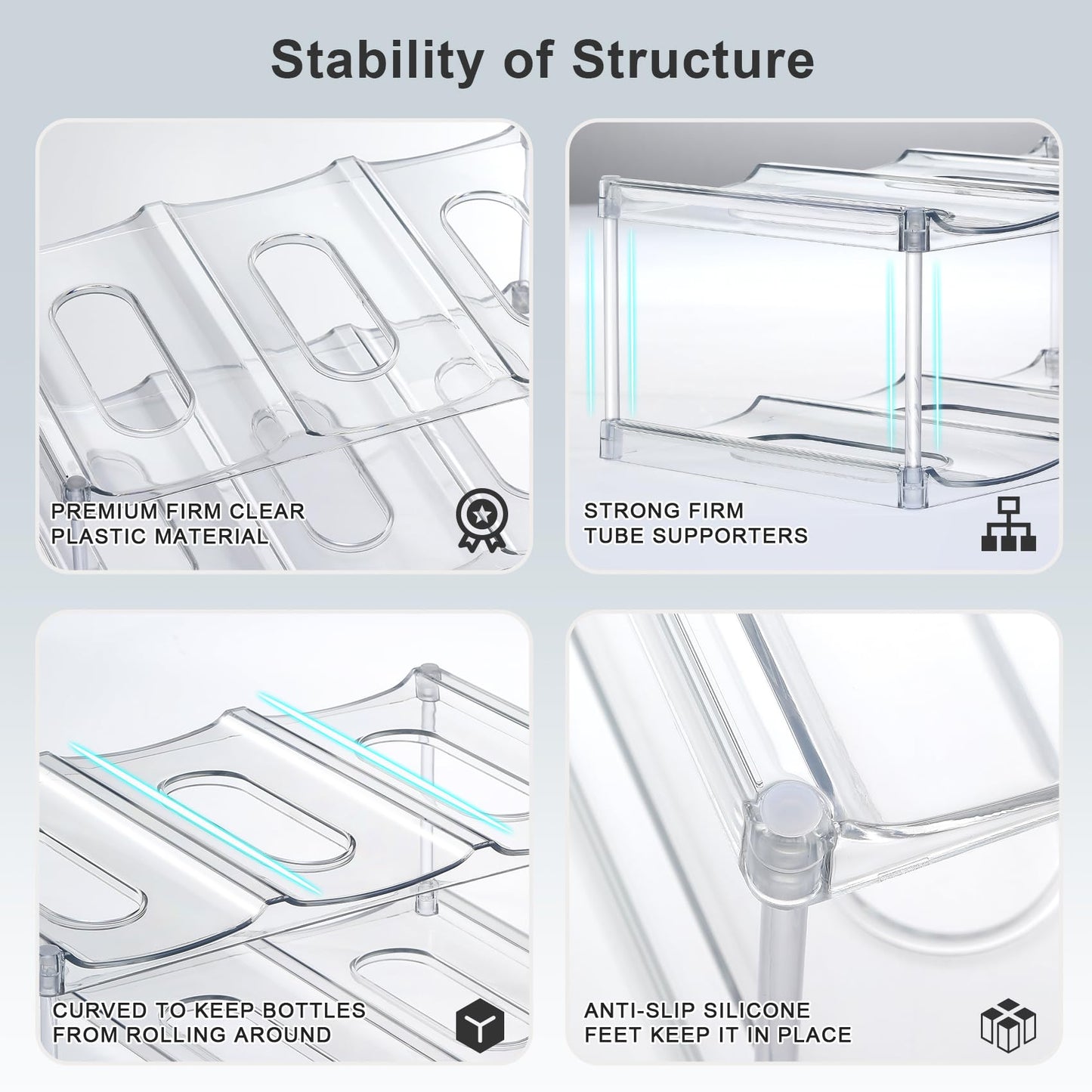 LARGER Compartment - Stackable Water Bottle Organizer Holder - for Stanley & Others' Large Tumbler - Clear Wine Rack, Cup Bottle Holder for Cabinet Home Countertop Fridge Pantry Shelf, 3 Tier Hold 9