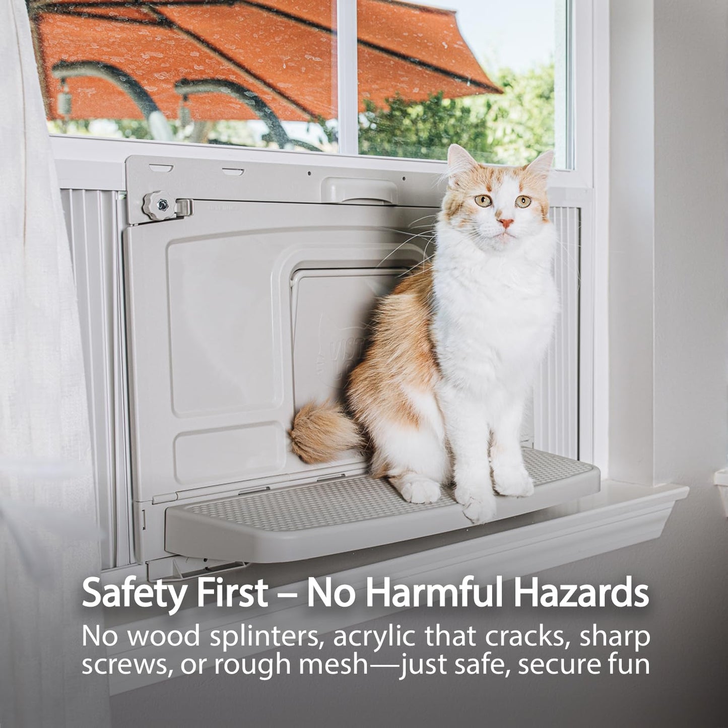 VistaLoo Window Catio, Perch & Litter Box – Fits 26-32" Vertical Windows, Premium Outdoor Enrichment and Freedom for Indoor Cats, Natural Odor-Free, All-Weather, Easy Clean Cat Box, Made in The USA