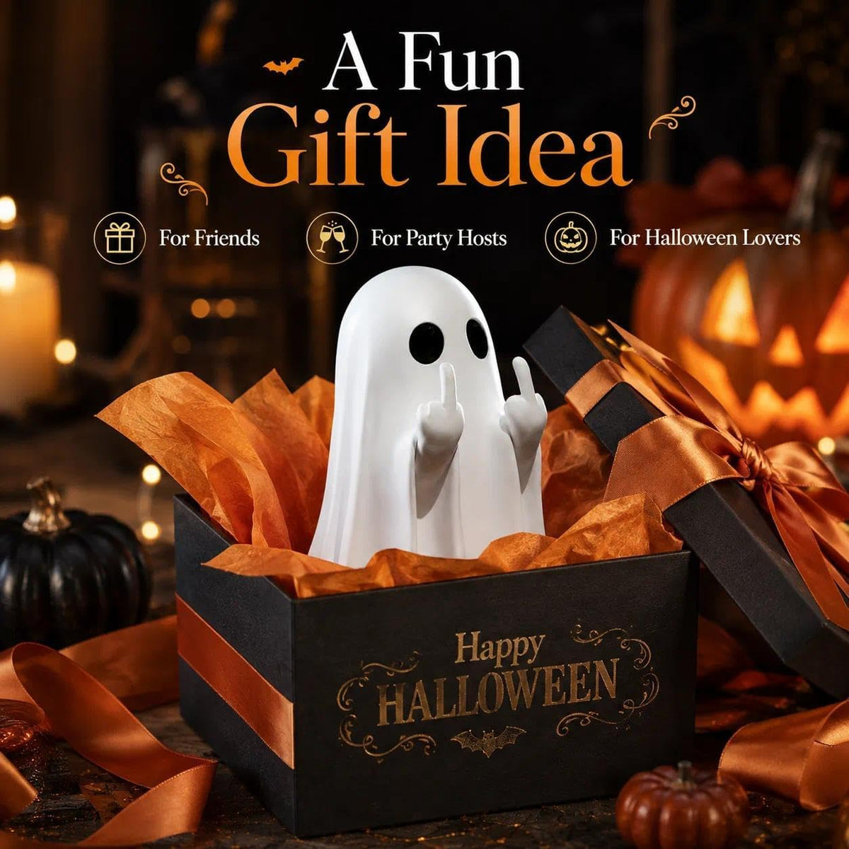 Halloween Ghost Figurine Ghost Decor Funny Ghost Statue Cute Ghost Figurine Ghost Statue Halloween Decoration for Gift Props Tabletop Home Decor New Year's Gifts