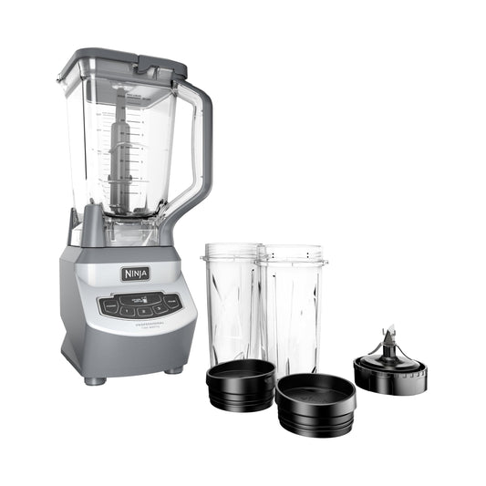 Ninja BL660 Professional Compact Smoothie & Food Processing Blender, 1100-Watts, 3 Functions -for Frozen Drinks, Smoothies, Sauces, & More, 72-oz.* Pitcher, (2) 16-oz. To-Go Cups & Spout Lids, Gray