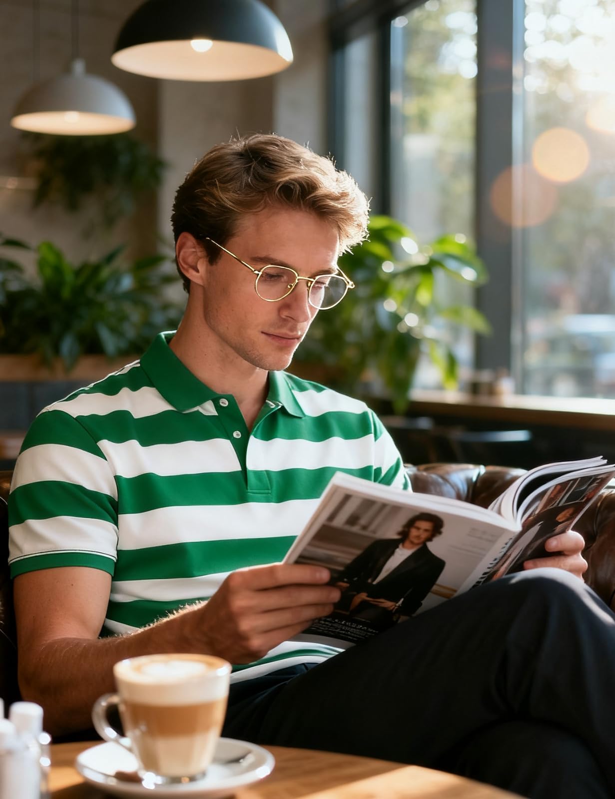 Funny World Green and White Striped Irish Polo Shirt for Men Cotton Short Sleeve St Patricks Day Striped Golf Shirts, Green and White, Medium
