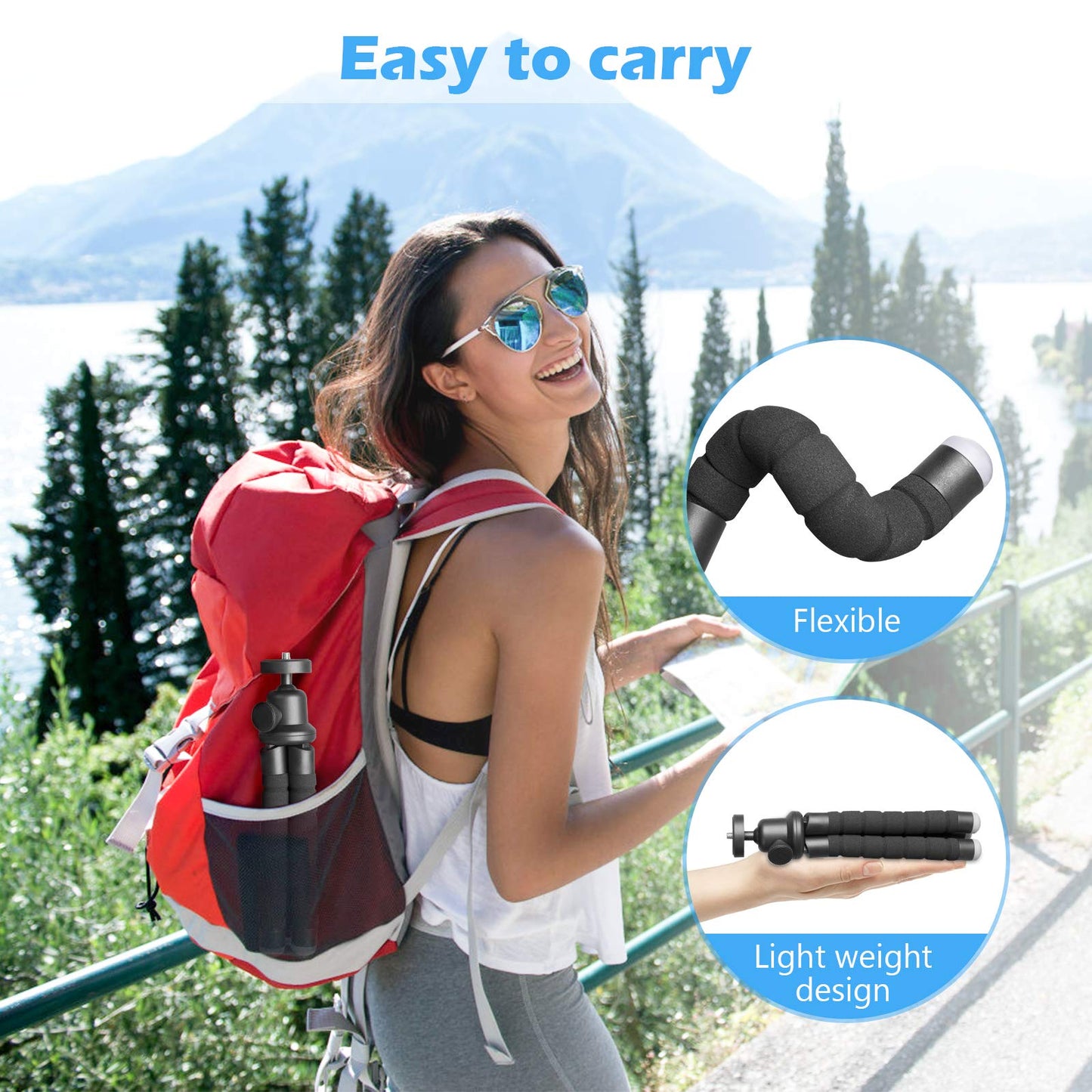 Ubeesize Phone Tripod, Portable and Flexible Tripods with Wireless Remote and Clip, Cell Phone Tripode Stand for Video Recording