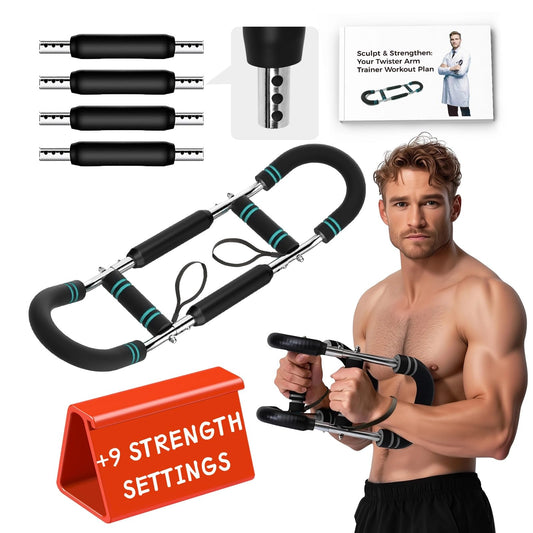 9 Level Settings (Weekly Chest Arm Training Plan Included) Upgraded (20-140LBS) Adjustable Twister Trainer with 4 Springs & Workout Poster, Arm Workout for Men