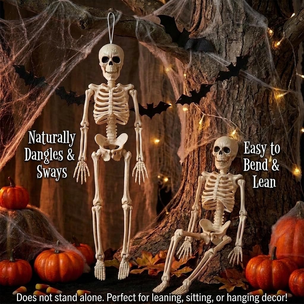 Jiesiity Halloween Decorations Hanging Small Skeletons: 2PCS 16Inches