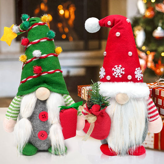 BINSUNS 2Pcs Christmas Gnomes Plush Decorations, Christmas Elf Gnomes Swedish Tomte Plush Gnome - Xmas Thanksgiving Home Party Ornaments Boy Girl Decor
