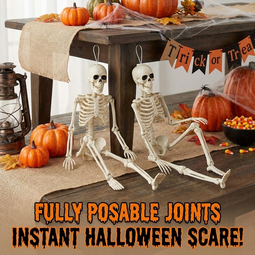 Jiesiity Halloween Decorations Hanging Small Skeletons: 2PCS 16Inches