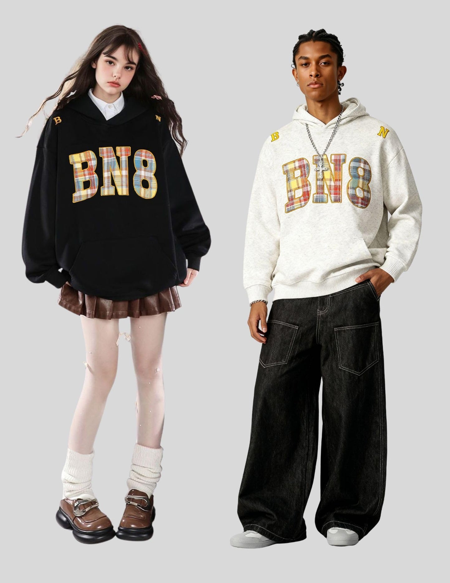 Vamtac Mens Oversized Hoodie Graphic Fall Hoodies Plaid Y2K Casual Vintage Hoodied Pullover Sweatshirts, Black, X-Large