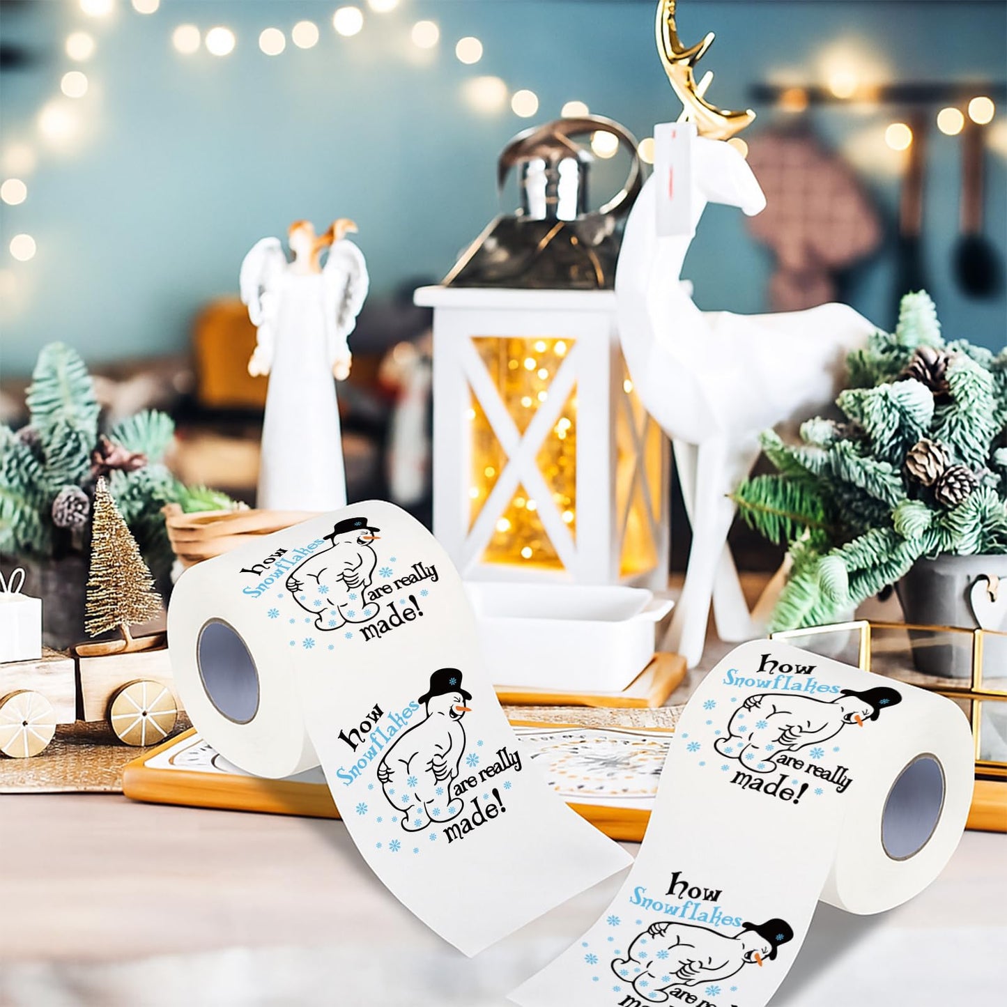 Funny Christmas Toilet Papers, Christmas Bathroom Decorations, 200 Sheets Holiday Toilet Papers, Novelty White Elephant Gag Gifts for Men Women, Xmas Stocking Stuffers Party Decor Supplies