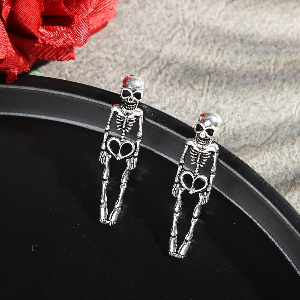 Halloween Earrings Skeleton Skull Dangle BOO Ghost Witch Tassel Terror Knife Earrings (Skull)